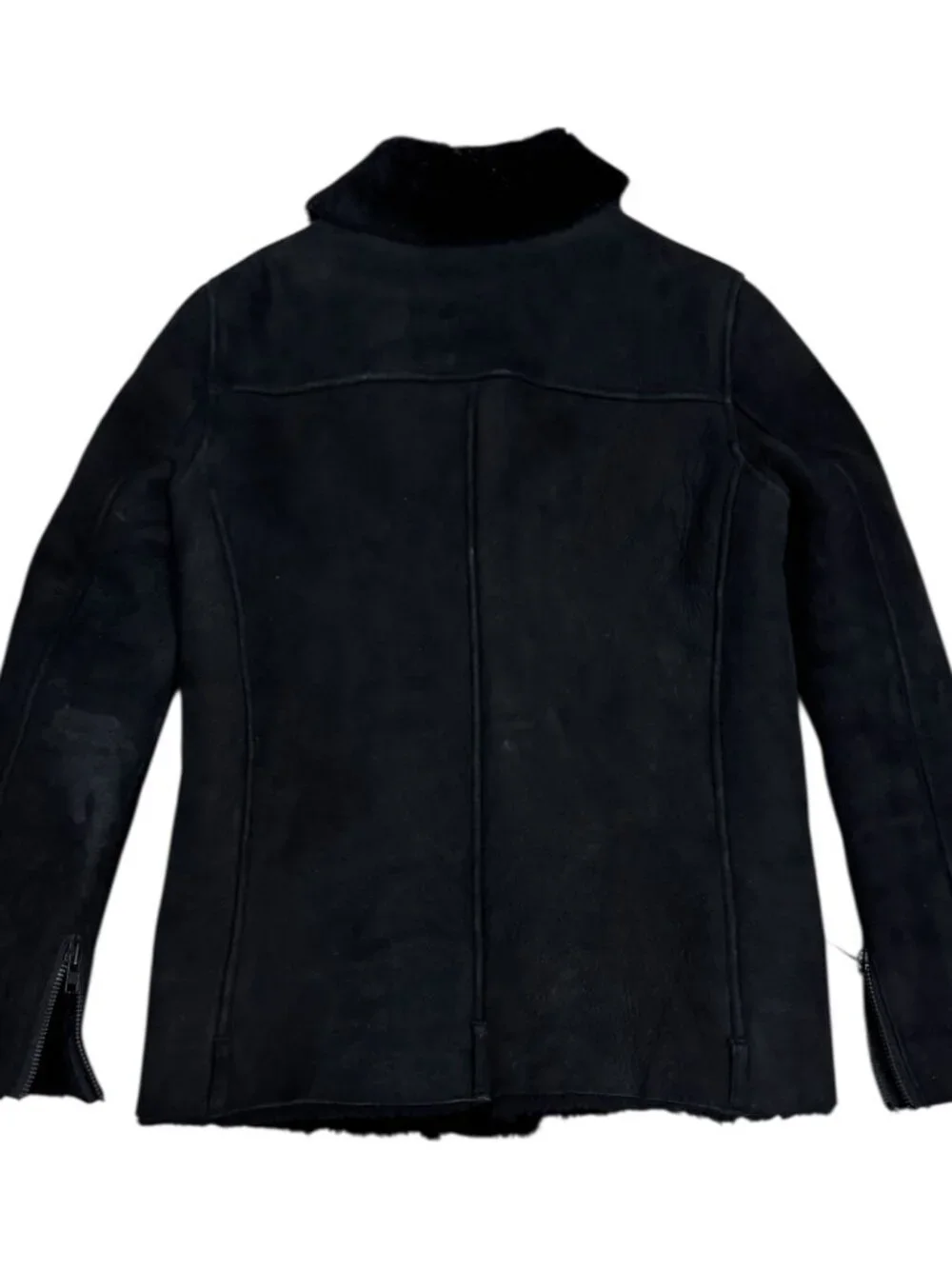 100% LAMB SHEARLING Just Female Vintage Luxury Jacket Coat Bomber Womens Small